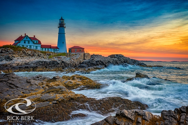 Sunrise at Portland Head Lighthouse, Cape Elizabeth, Maine.